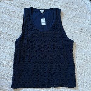 J. Crew Navy Crochet Tank Top